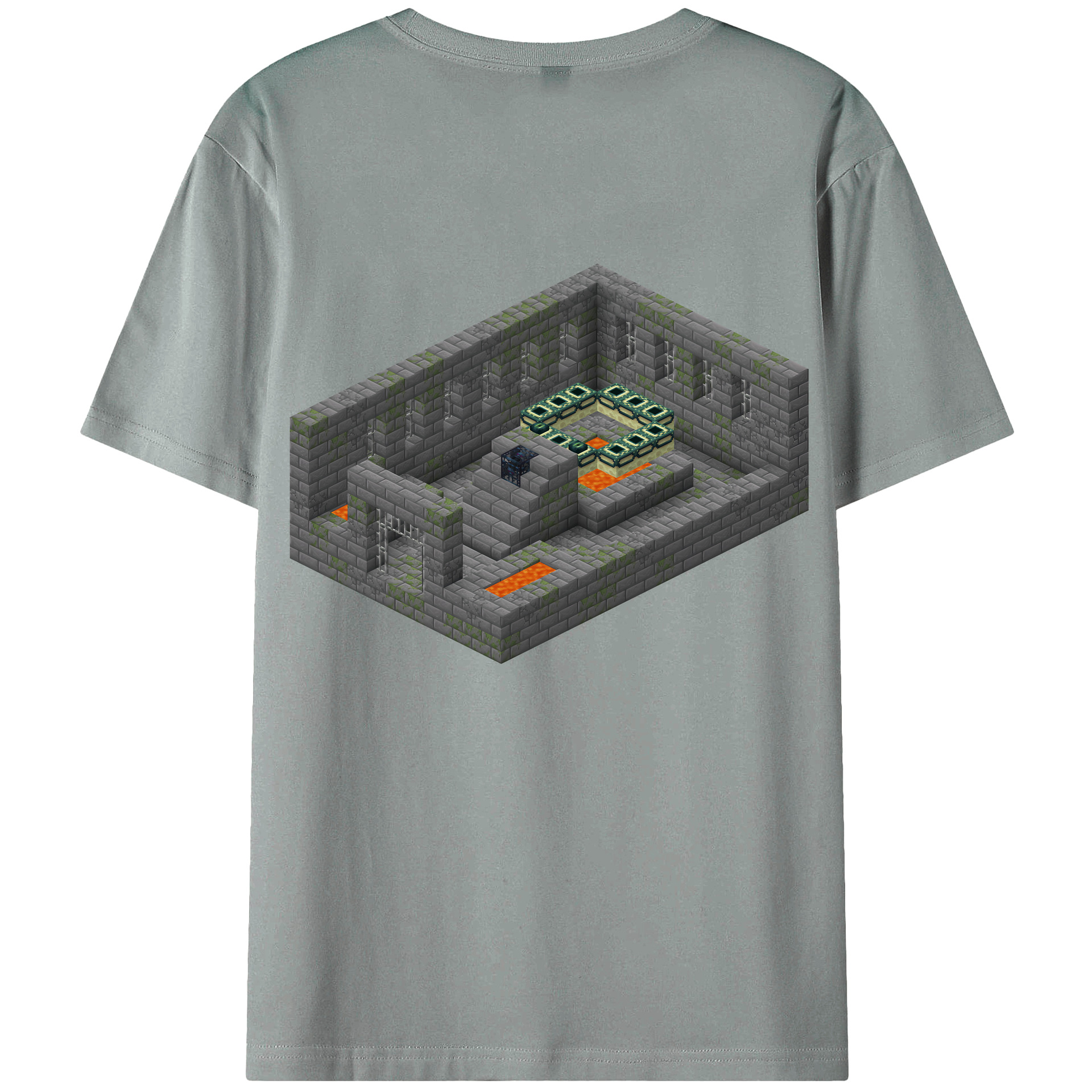 （画像用） マインクラフト ブロックの世界 Minecraft MC Block world 綿100％ メンズ半袖Tシャツ（バックプリント） 通気性